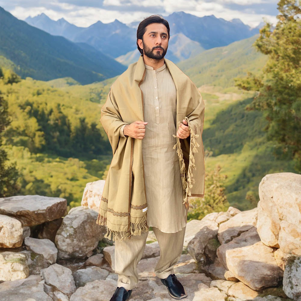 Distinguished Elegance: Pure Acrylic Woolen Peshawari Dhussa Shawl for Men (Medium)
