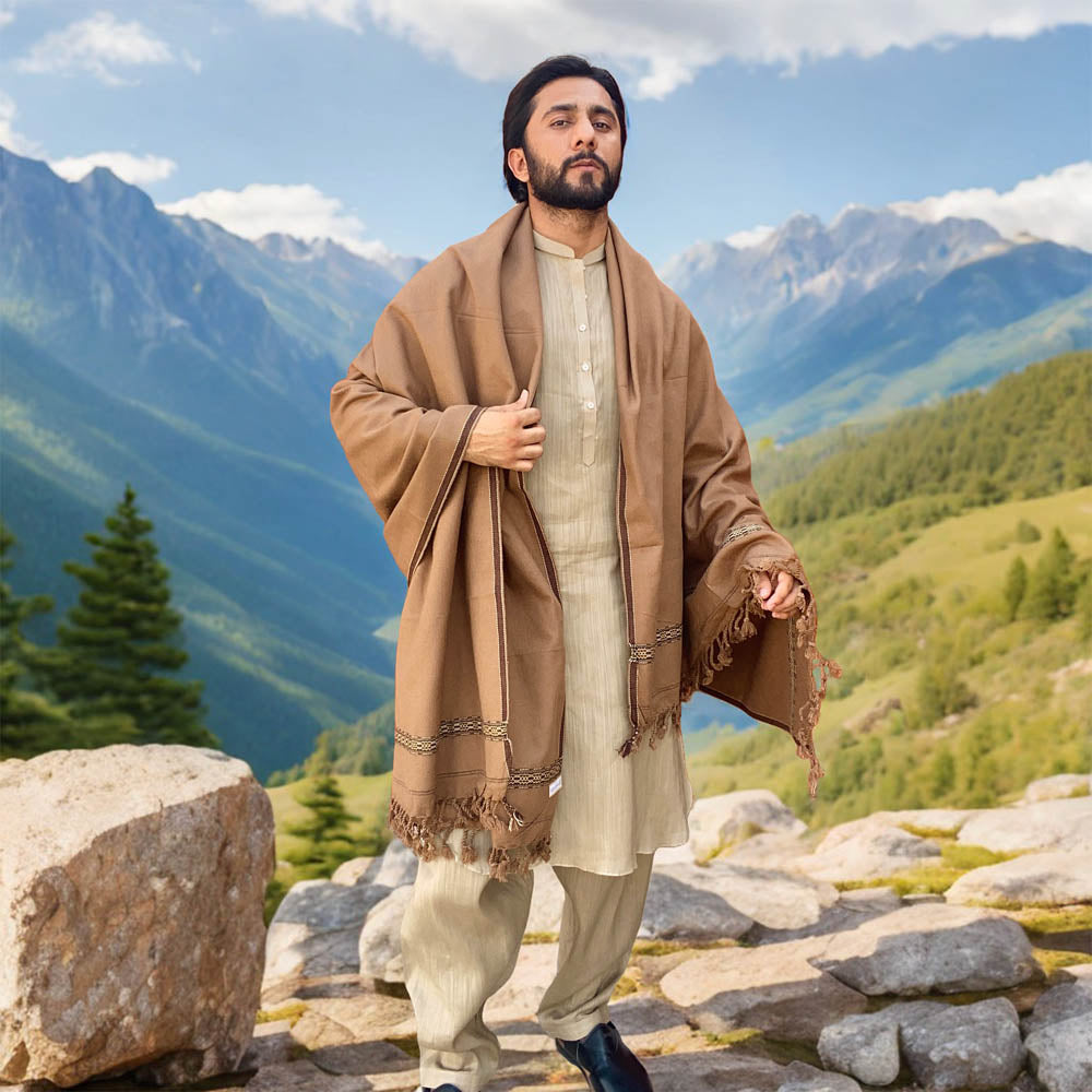 Distinguished Elegance: Pure Acrylic Woolen Peshawari Dhussa Shawl for Men (Medium)