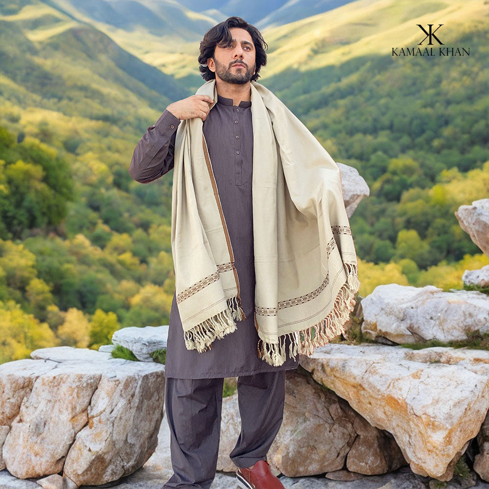 Distinguished Elegance: Pure Acrylic Woolen Peshawari Dhussa Shawl for Men (Medium)