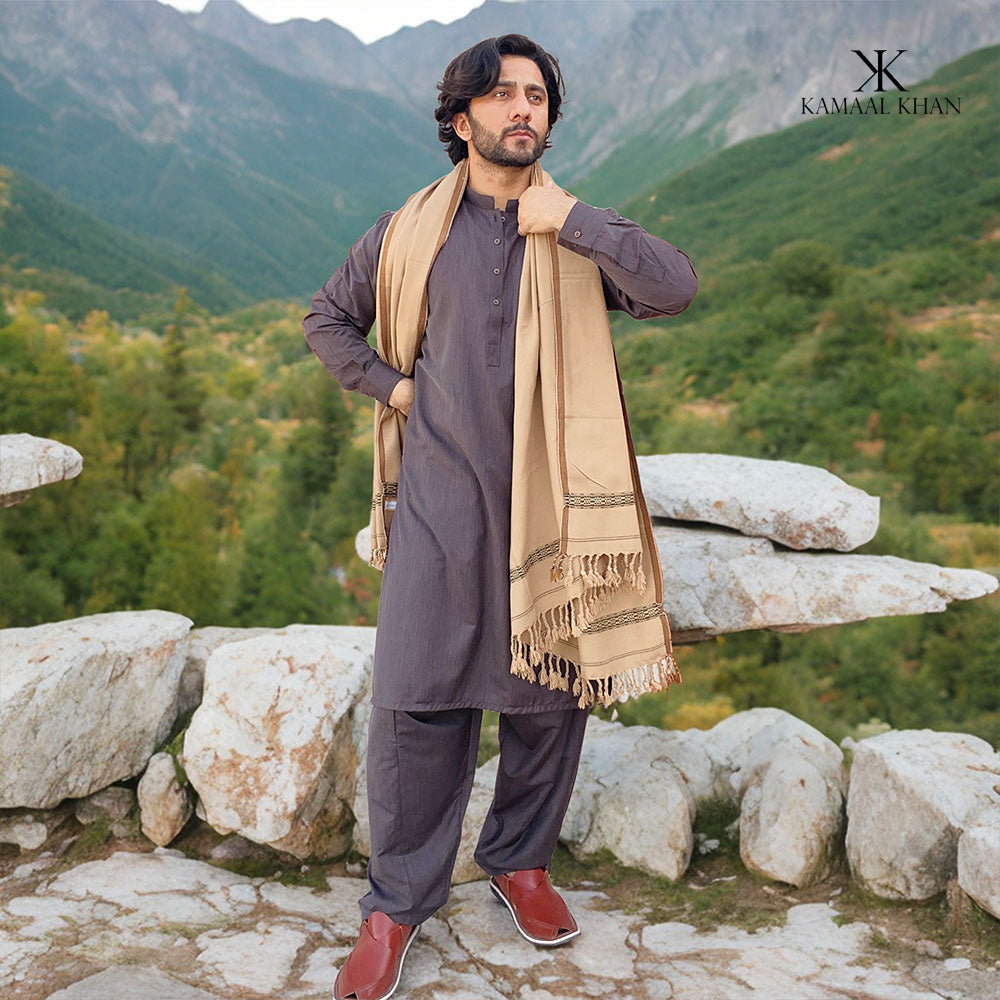 Distinguished Elegance: Pure Acrylic Woolen Peshawari Dhussa Shawl for Men (Medium)