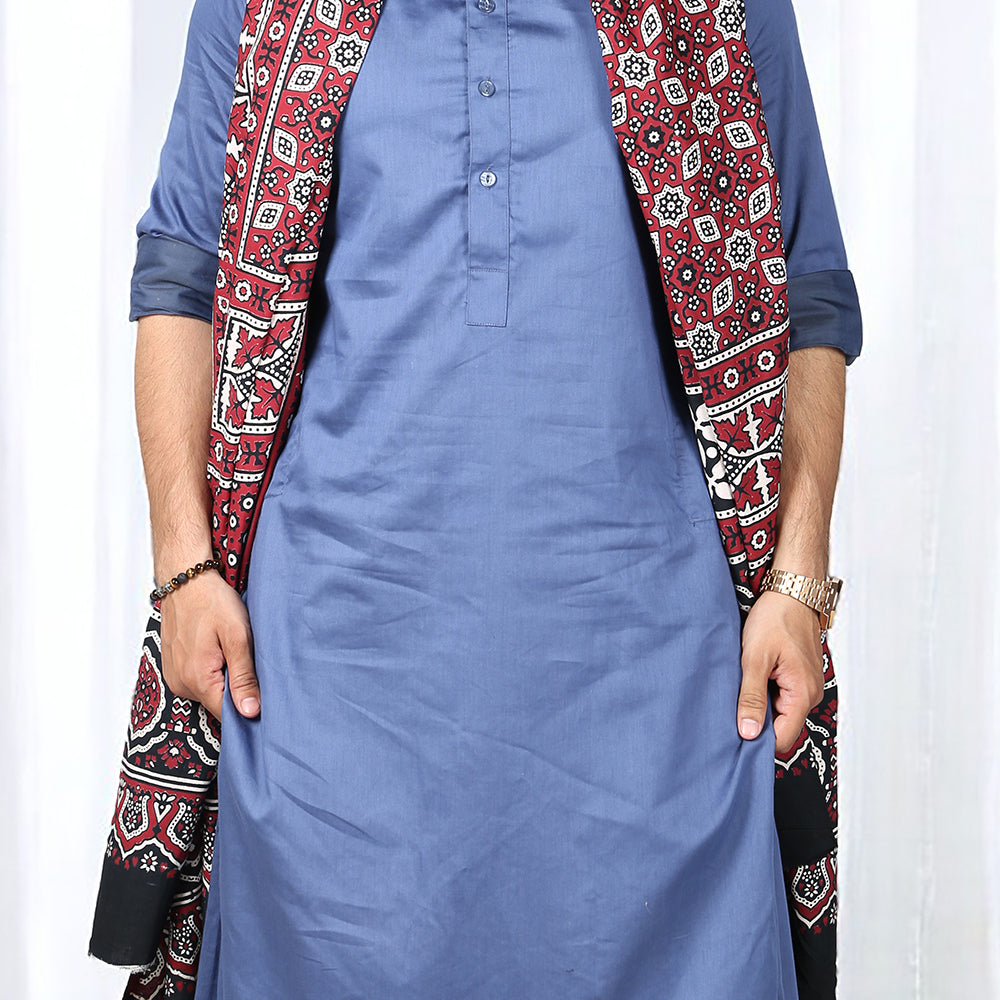 Sindhi Ajrak Chaddar For Men & Women - Navy Blue, Black, Maroon