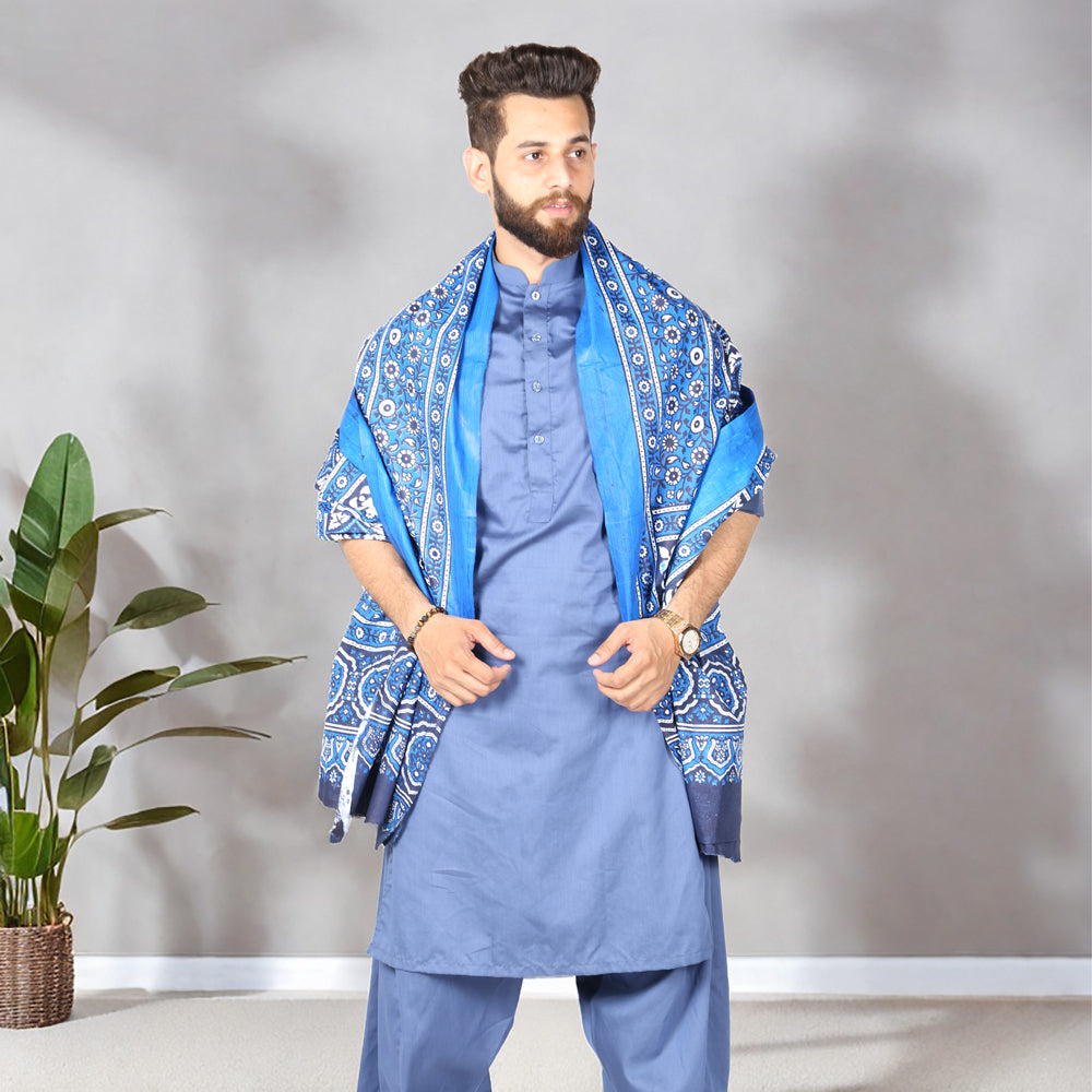 Sindhi Ajrak Chaddar For Men & Women - Navy Blue, Black, Maroon