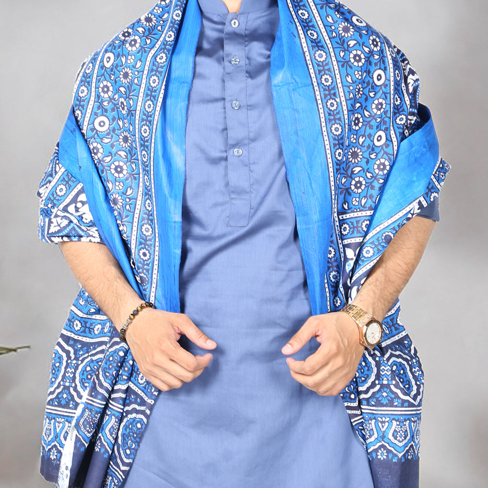 Sindhi Ajrak Chaddar For Men & Women - Navy Blue, Black, Maroon