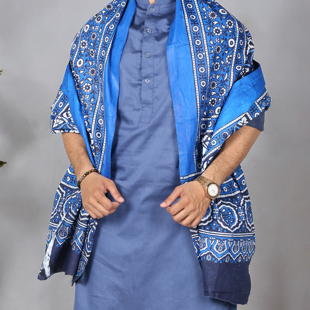 Sindhi Ajrak Chaddar For Men & Women - Navy Blue, Black, Maroon