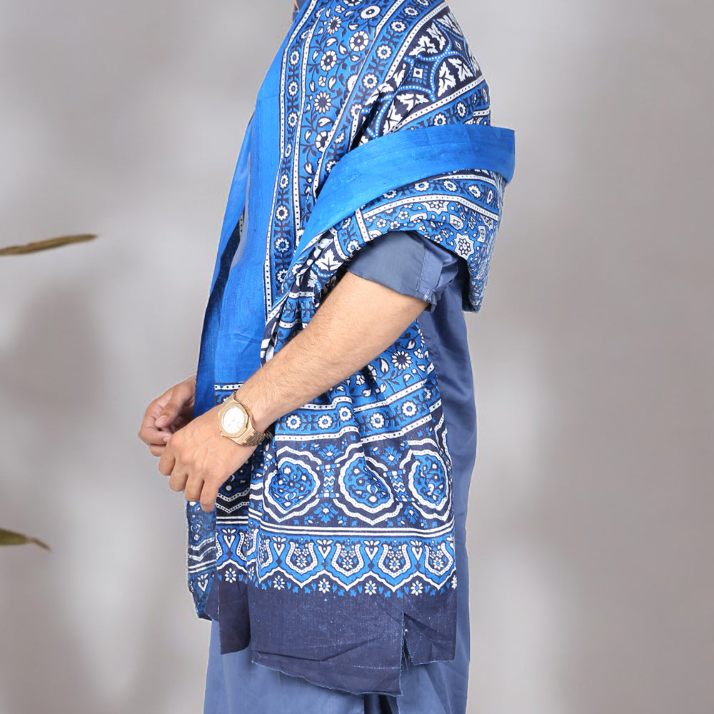 Sindhi Ajrak Chaddar For Men & Women - Navy Blue, Black, Maroon