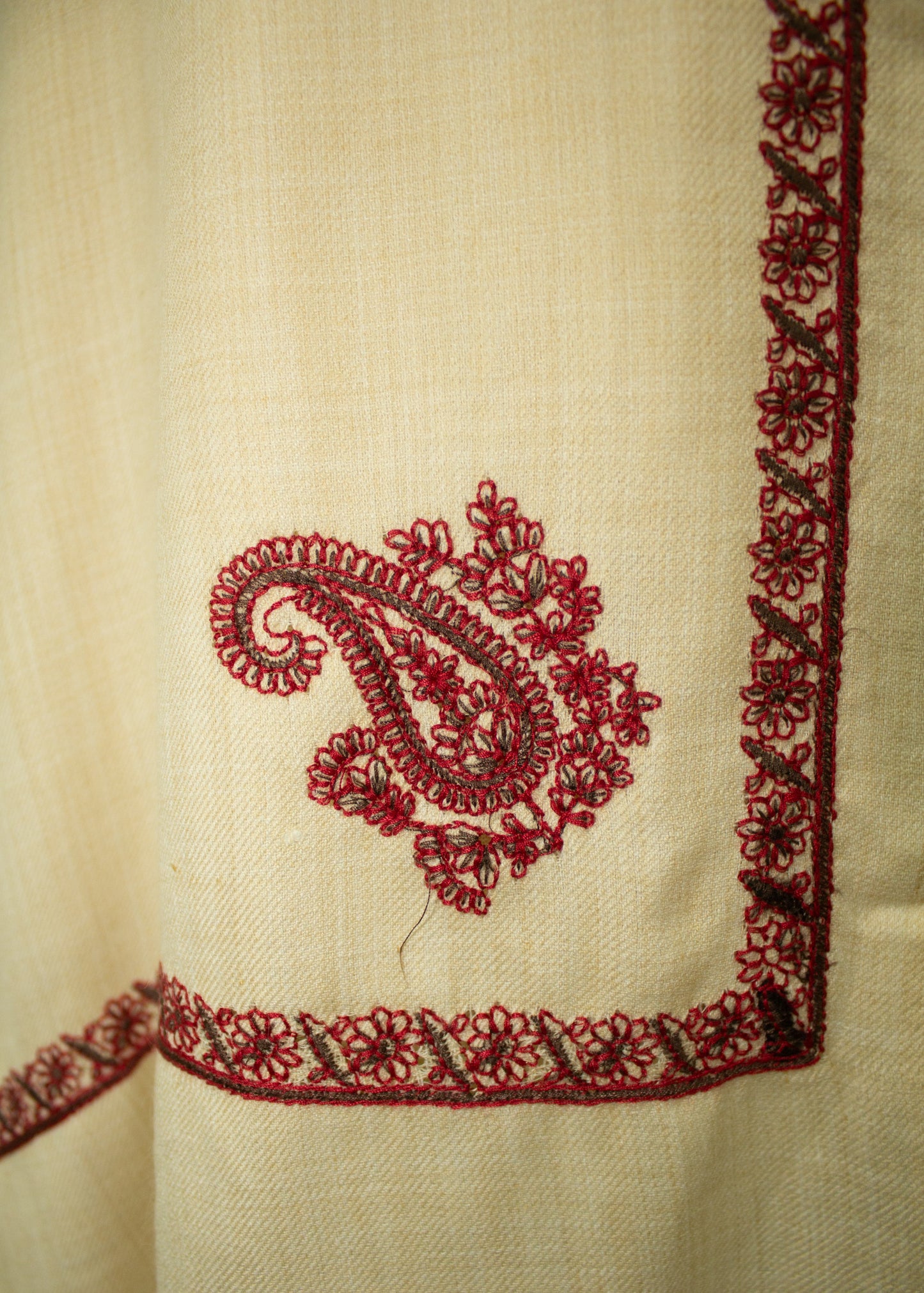 Kashmiri Kingri Style Shawl - Beige