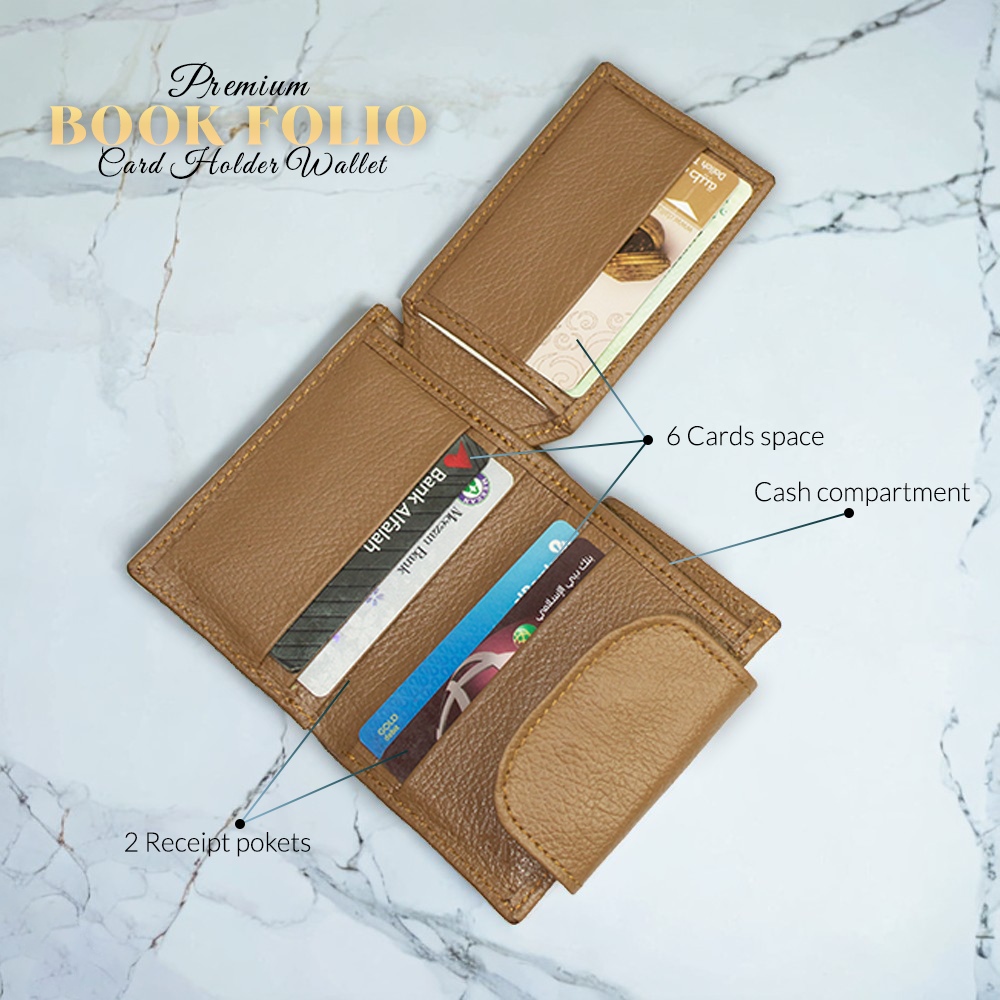 Book Folio - Compact Leather Bifold Wallet with Magnetic Closure