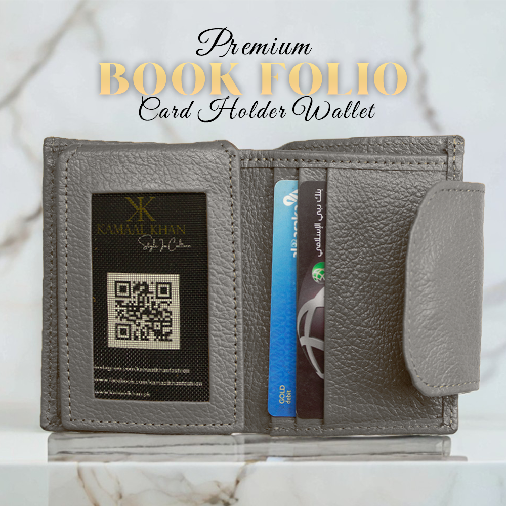 Book Folio - Compact Leather Bifold Wallet with Magnetic Closure