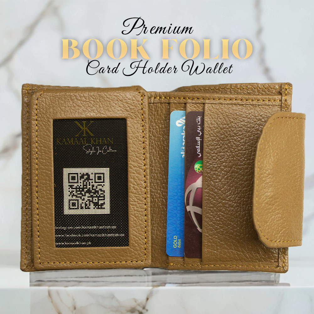 Book Folio - Compact Leather Bifold Wallet with Magnetic Closure