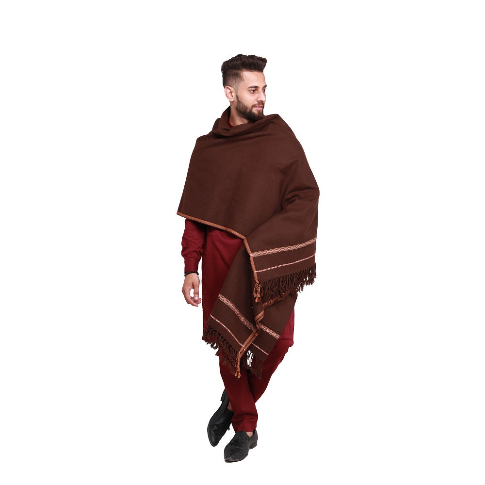 Pure Acrylic Woolen Solid Color Peshawari Dhussa Shawl For Men | Kamaal Khan Shawls