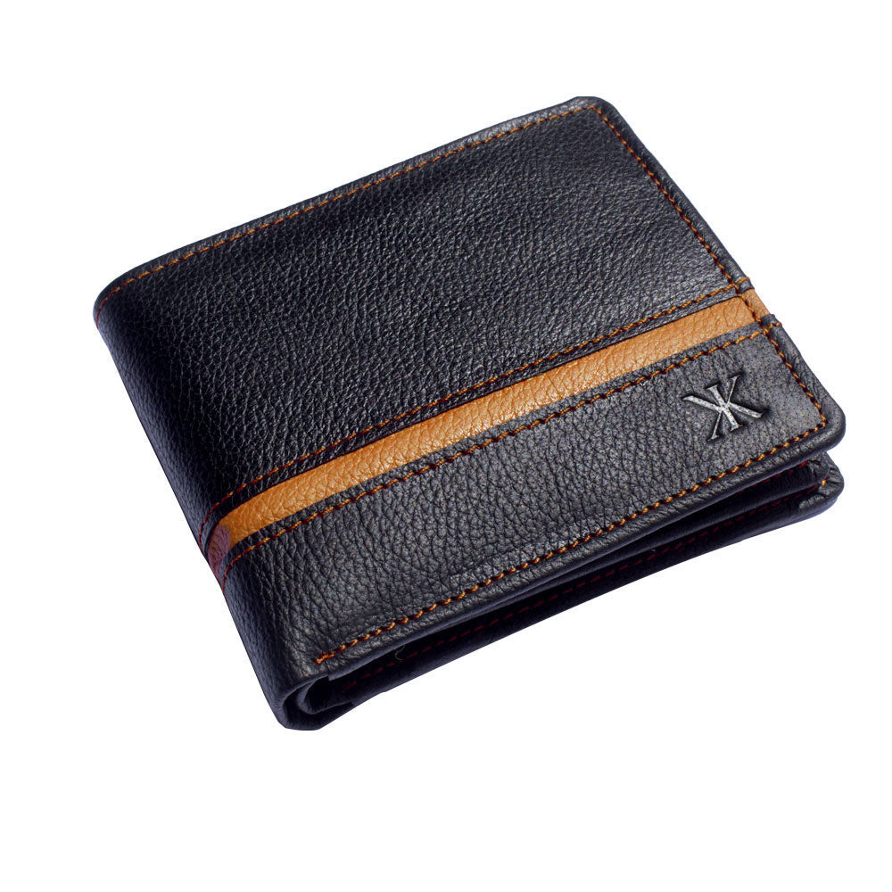 Genuine Mild Leather Two-Tone Men's Wallet | Zipper Coin Purse Wallet For Men Tri-fold Clasp