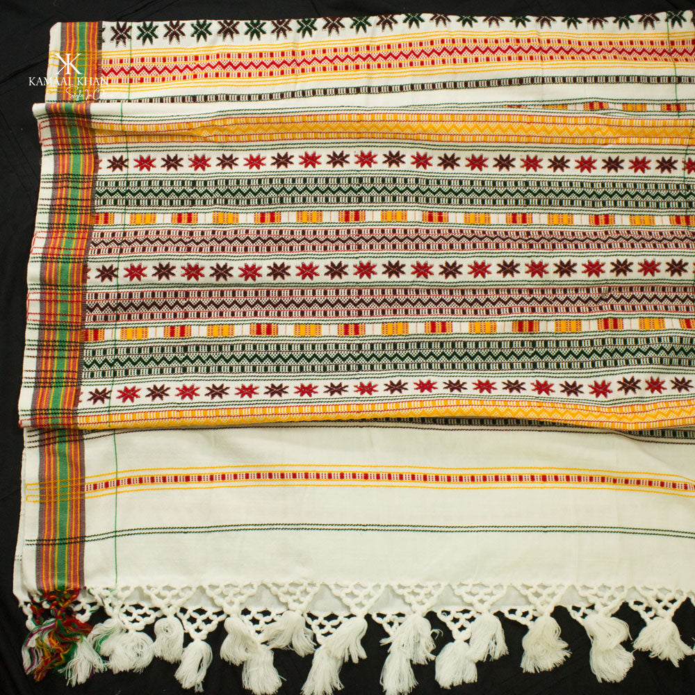 Exquisite Multani (Star) Multicolor Tharri Wadera Shawl for Men | Jumbo Size