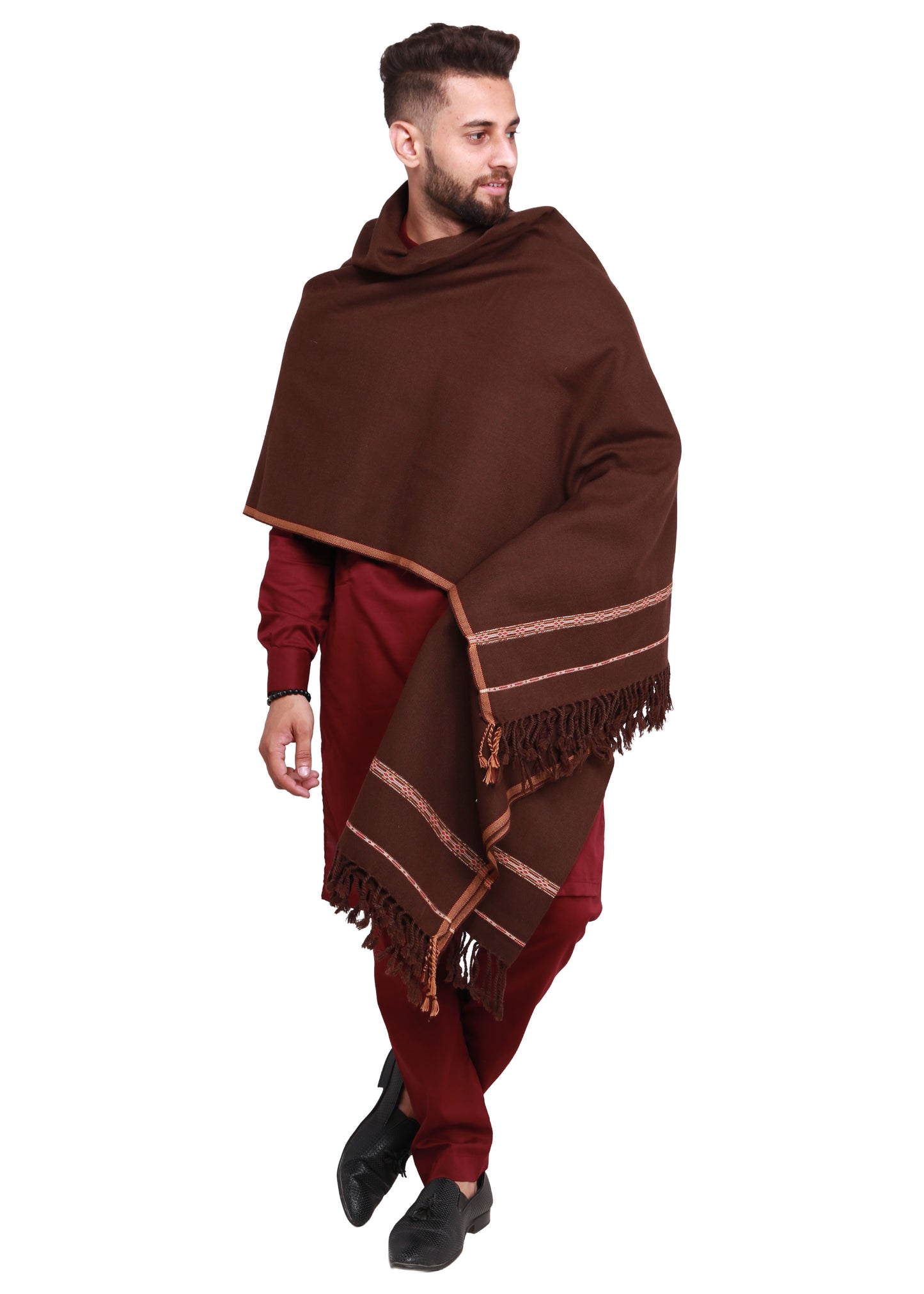 Pure Acrylic Woolen Solid Color Peshawari Dhussa Shawl For Men | Kamaal Khan Shawls