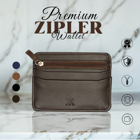 اصلی لیدر مردوں کے زپ کارڈ ہولڈر والیٹ | Slim Minimalist Wallet محفوظ زپر کے ساتھ