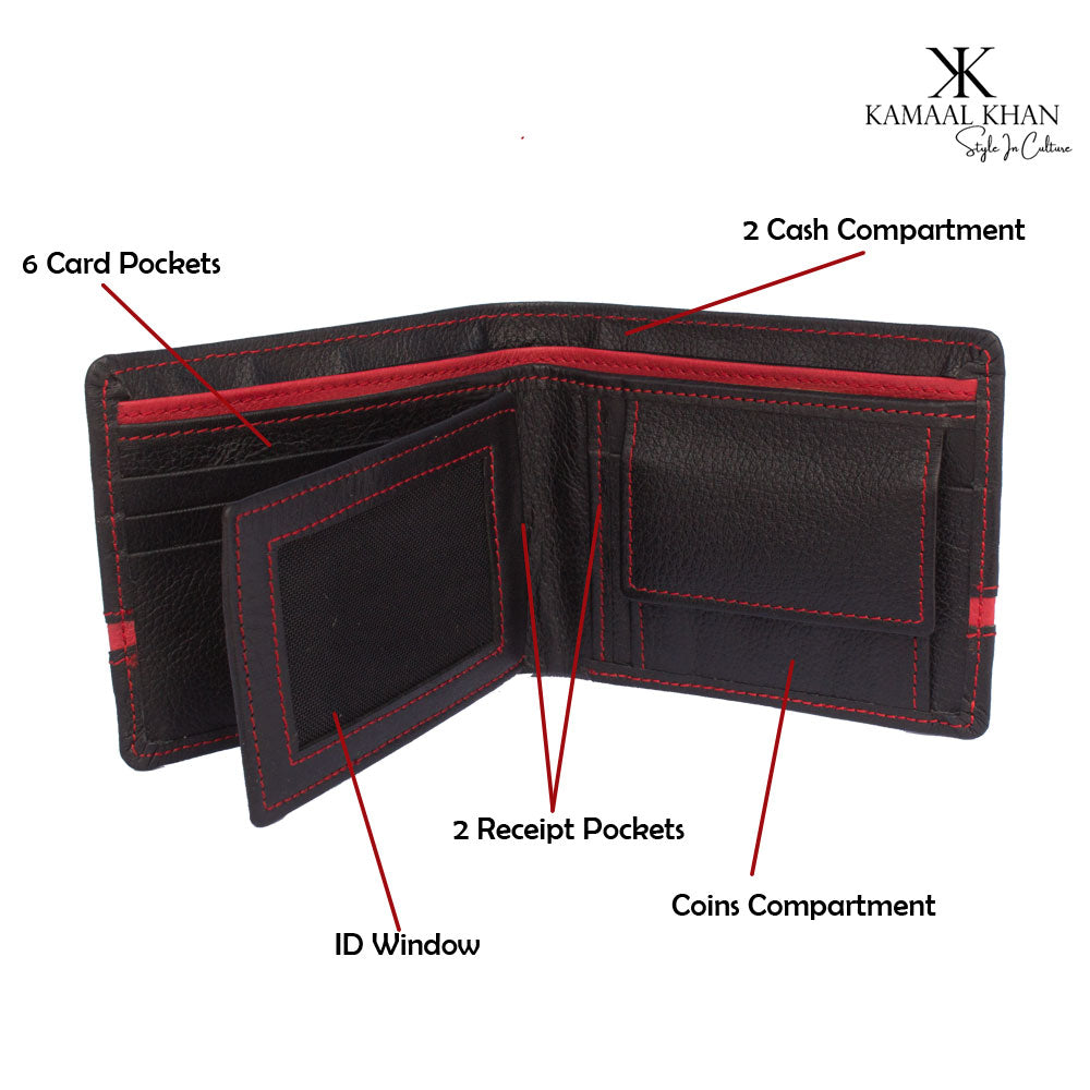 Genuine Mild Leather Two-Tone Men's Wallet | Zipper Coin Purse Wallet For Men Tri-fold Clasp