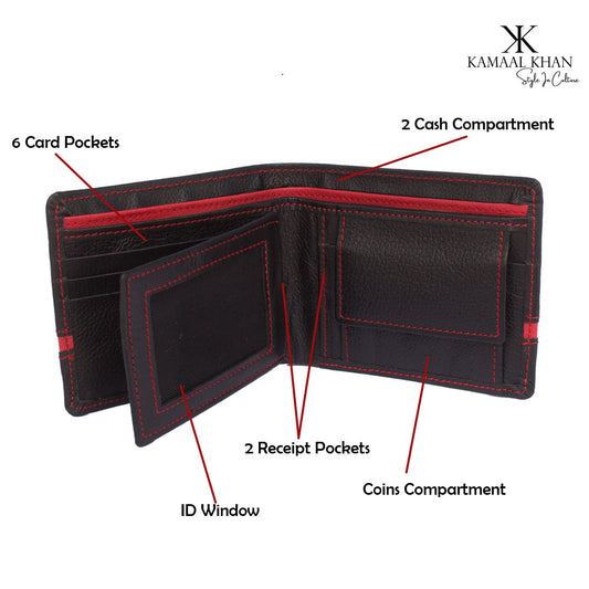 Genuine Mild Leather Two-Tone Men's Wallet | Zipper Coin Purse Wallet For Men Tri-fold Clasp