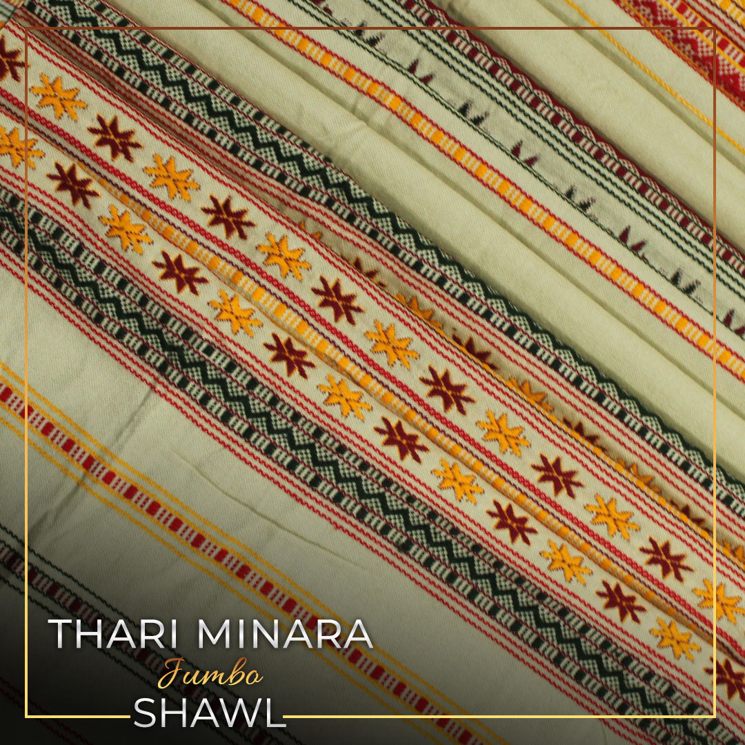 Exquisite Multani (Star) Multicolor Tharri Wadera Shawl for Men | Jumbo Size