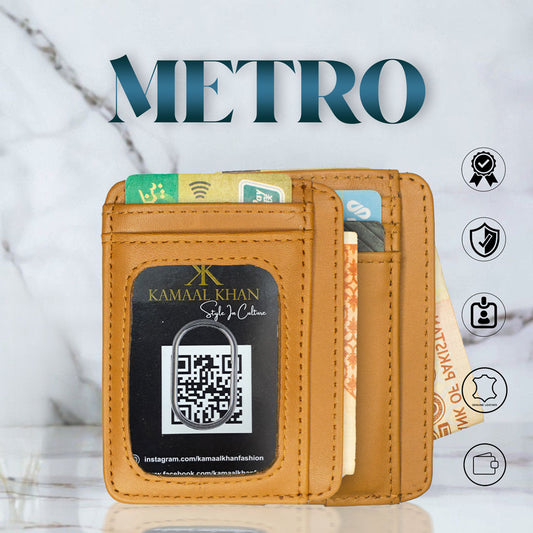 Kamaal Khan Slim Leather Card Holder Wallet - Minimalist Design for Modern Men [Metro]