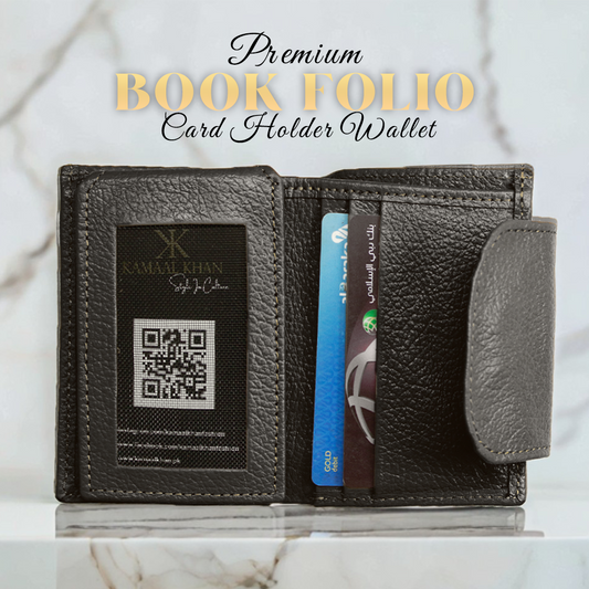 Book Folio - Compact Leather Bifold Wallet with Magnetic Closure