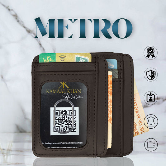 Kamaal Khan Slim Leather Card Holder Wallet - Minimalist Design for Modern Men [Metro]
