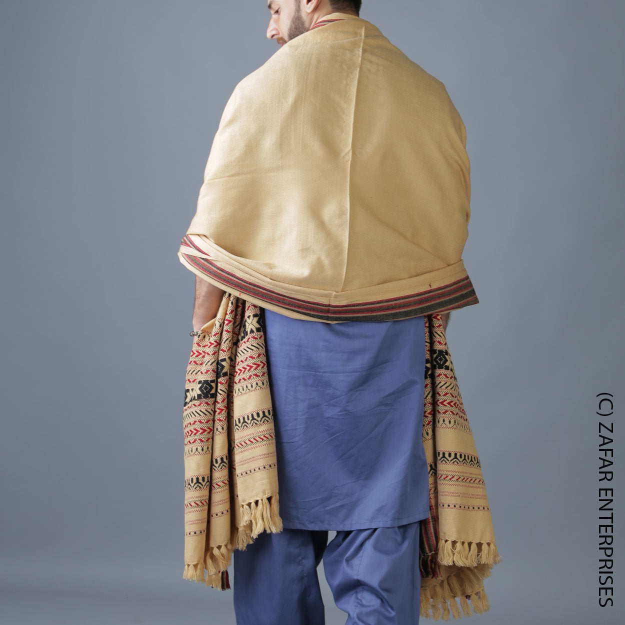 Regal Elegance: Colorful Hyderabadi Tharri Wadera Shawl for Men