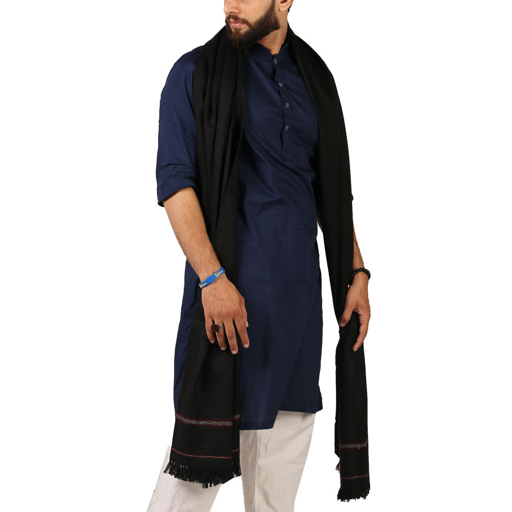 Regal Kashmiri Elegance: Pure Pashmina Dhussa Patti Shawl for Men