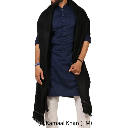 Regal Kashmiri Elegance: Pure Pashmina Dhussa Patti Shawl for Men