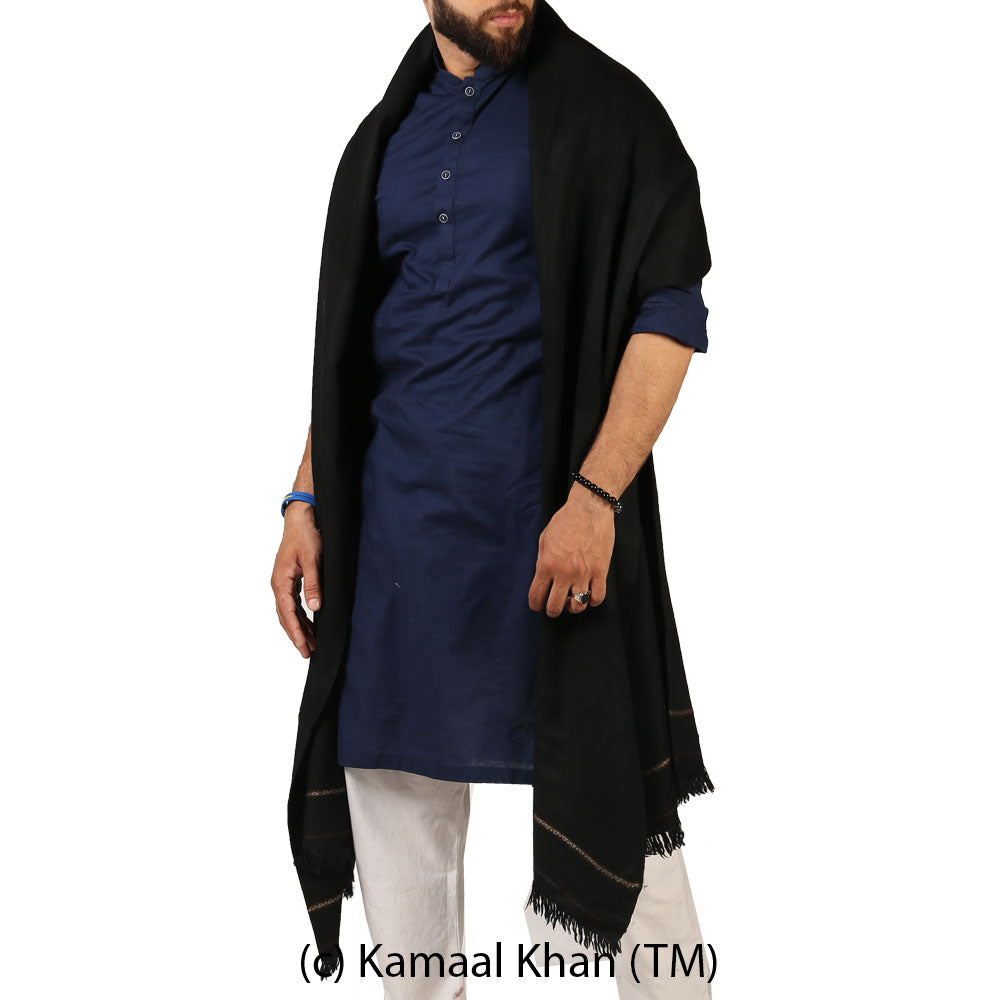 Regal Kashmiri Elegance: Pure Pashmina Dhussa Patti Shawl for Men