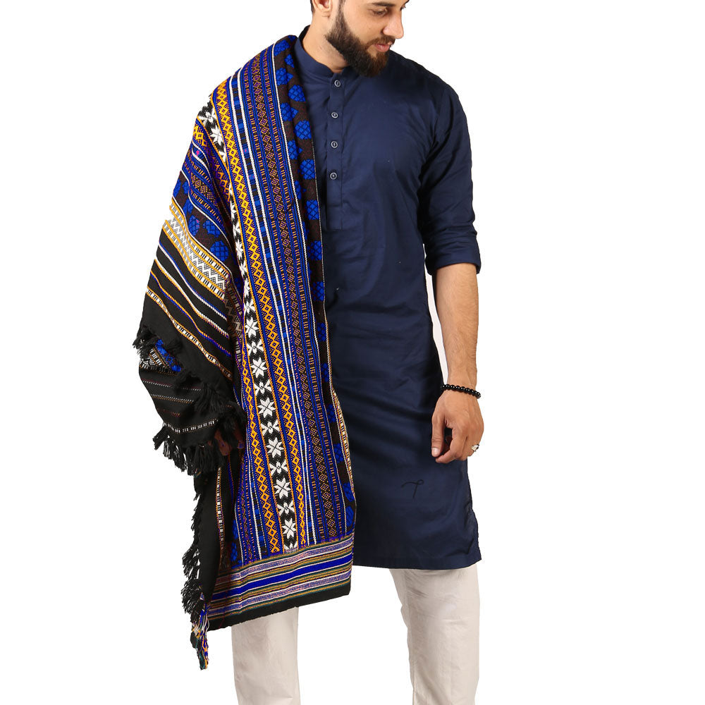 Elegance in Every Thread: Multi Color Mehrabi Tharri Wadera Shawl for Men