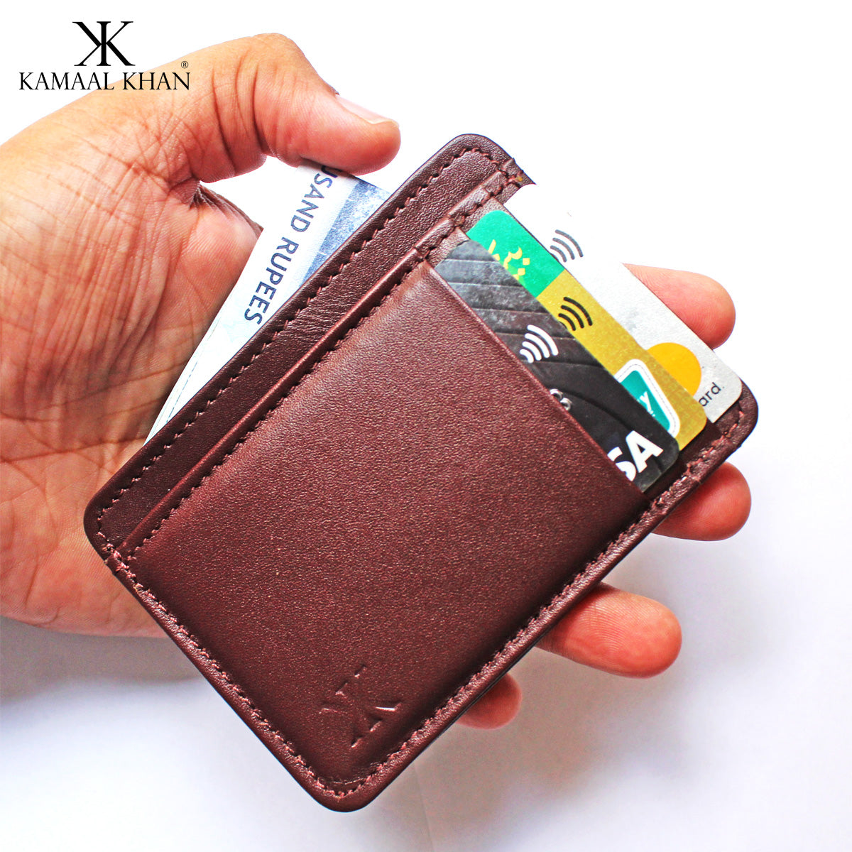 Genuine Leather Minimalist Men's Purse Wallet For Men No Fold Simple Wallet Clasp Card Holder Wallet