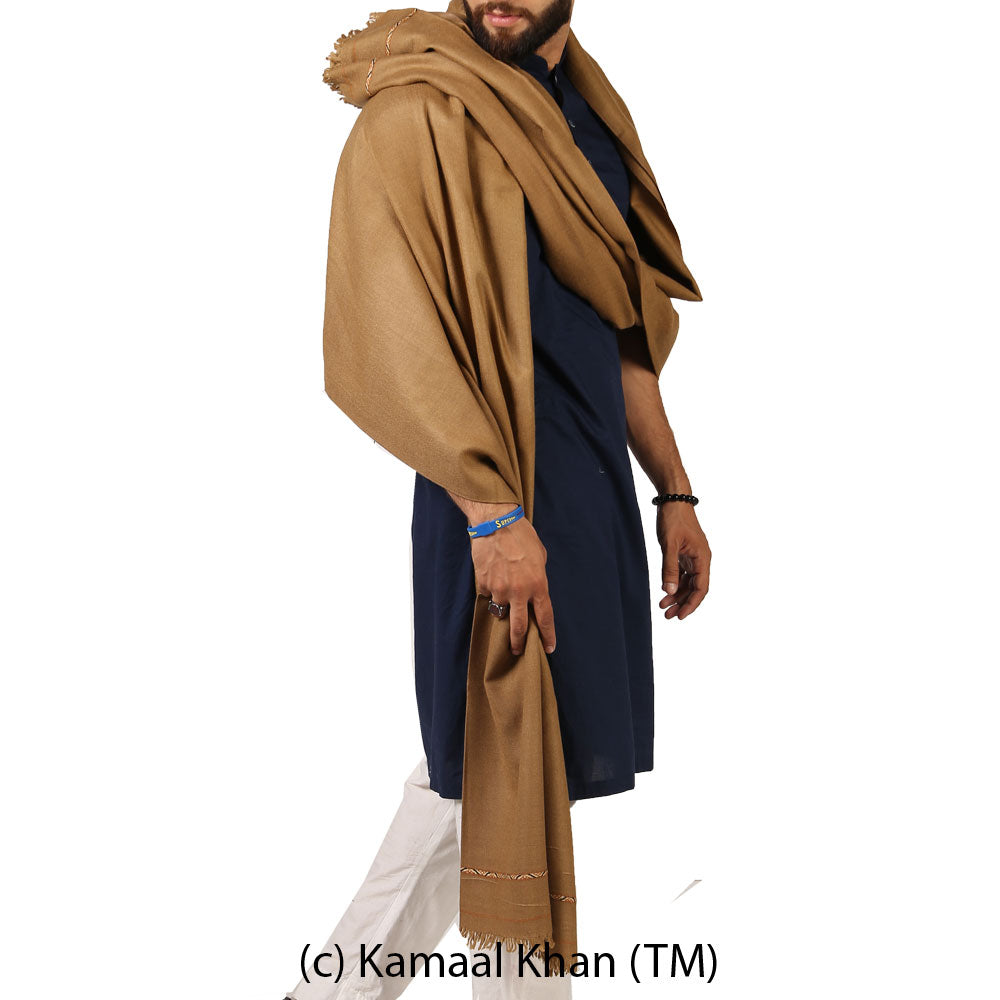 Regal Kashmiri Elegance: Pure Pashmina Dhussa Patti Shawl for Men