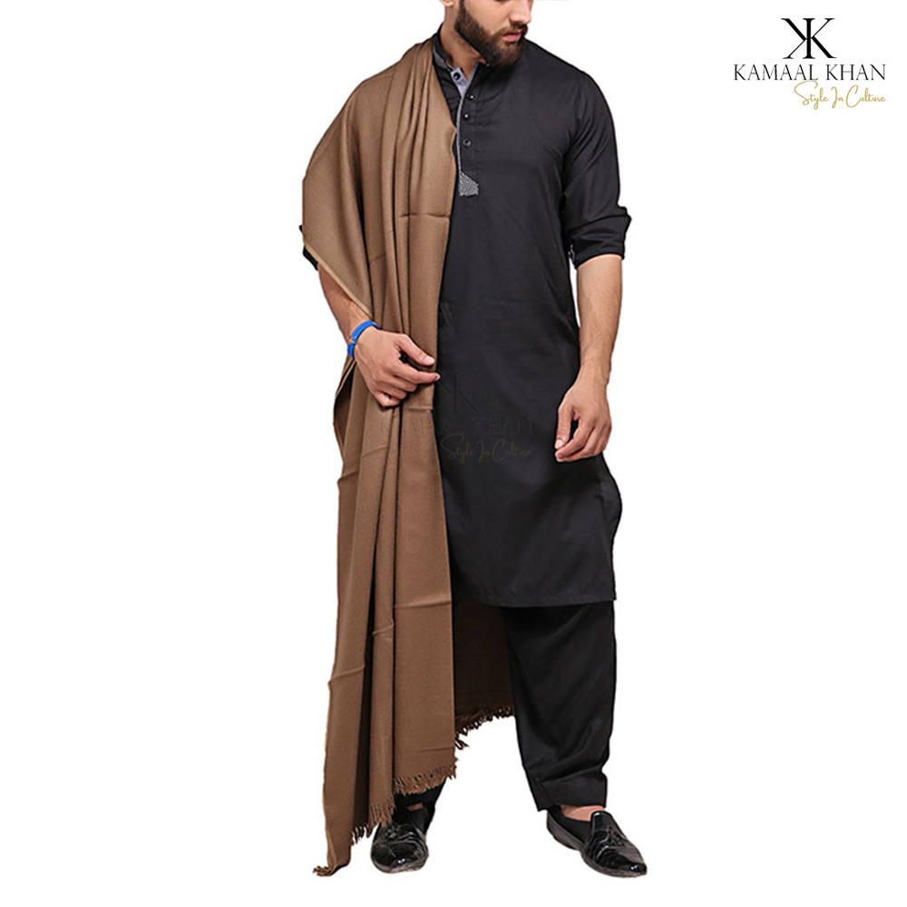 Exquisite Kashmiri Dhussa Shawl: Pure Wool Luxury for Men