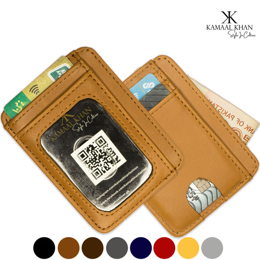 Kamaal Khan Slim Leather Card Holder Wallet - Minimalist Design for Modern Men