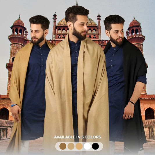 ریگل کشمیری خوبصورتی: مردوں کے لیے خالص پشمینہ دھوسہ پٹی شال 