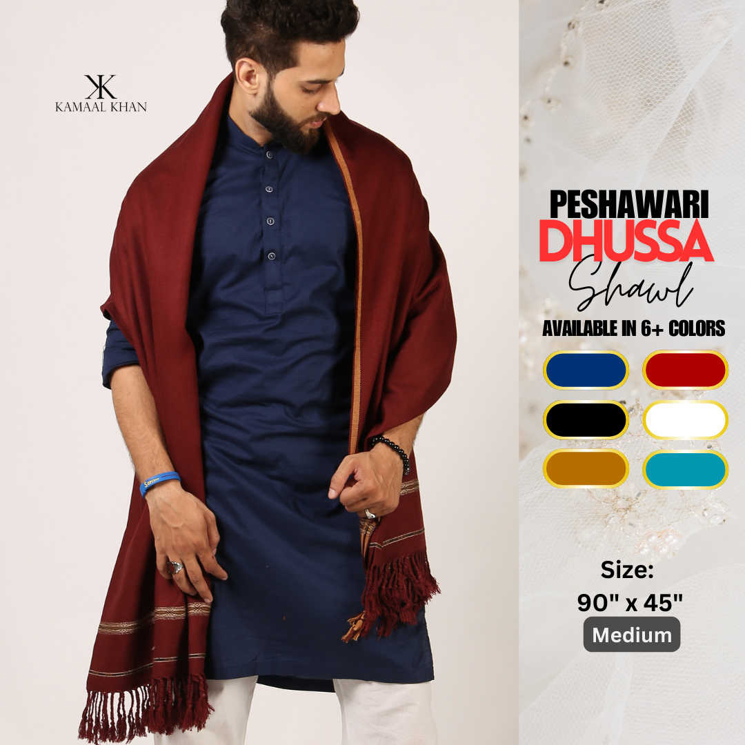 Distinguished Elegance: Pure Acrylic Woolen Peshawari Dhussa Shawl for Men (Medium)