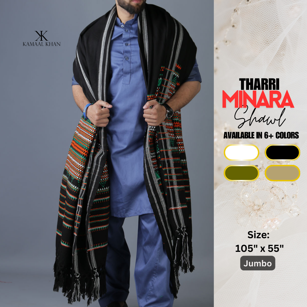 Colorful Hyderabadi Minara Tharri Wadera Shawl for Men [Jumbo Size]