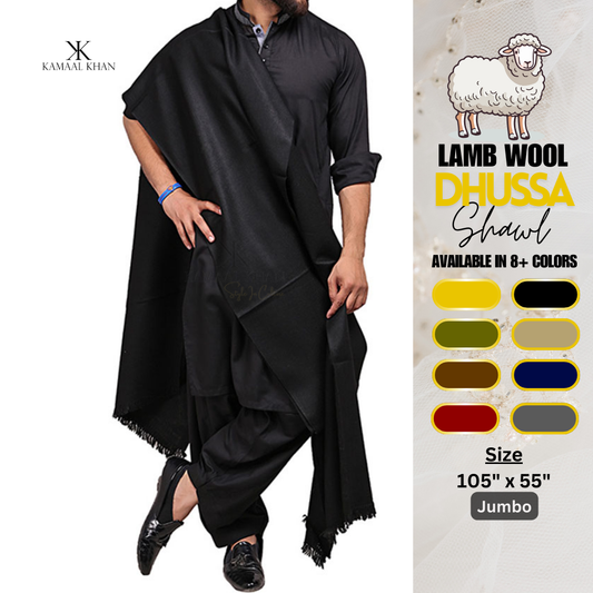 Exquisite Kashmiri Dhussa Shawl: Pure Wool Luxury for Men