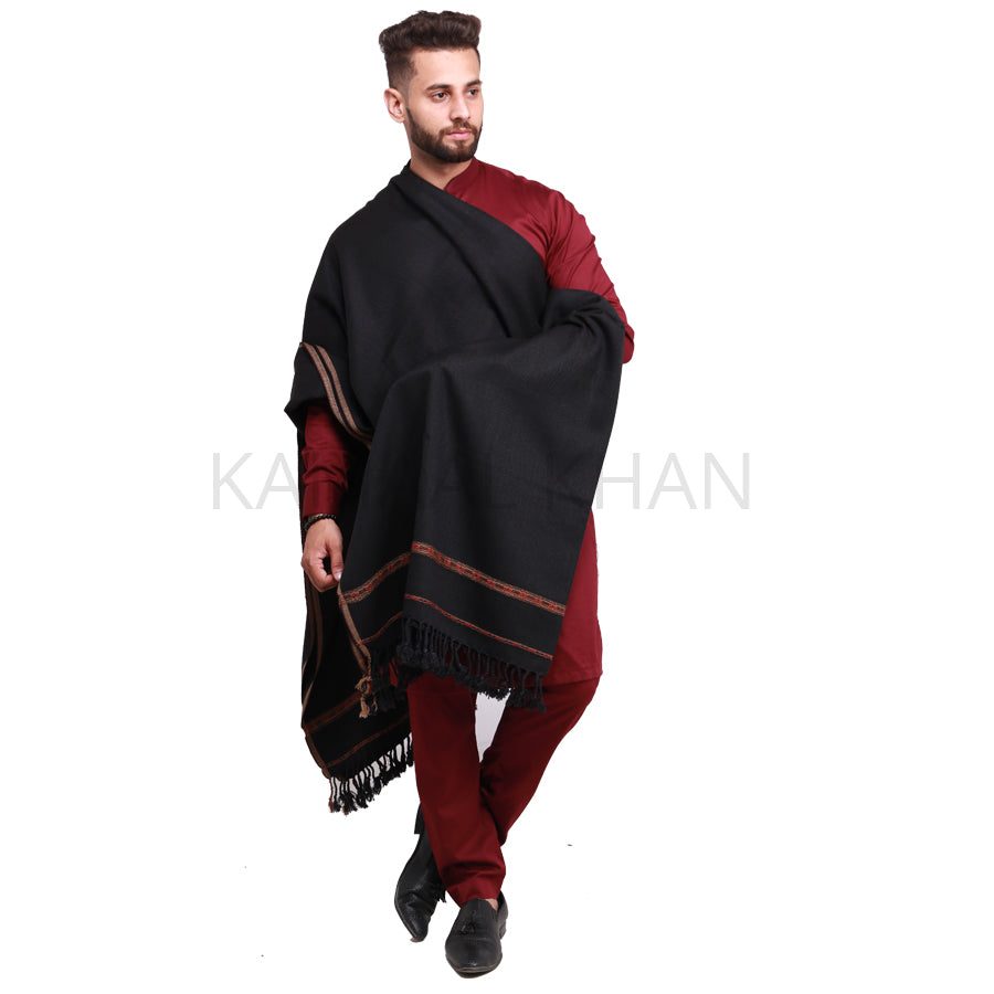 Pure Acrylic Woolen Solid Color Peshawari Dhussa Shawl For Men | Kamaal Khan Shawls