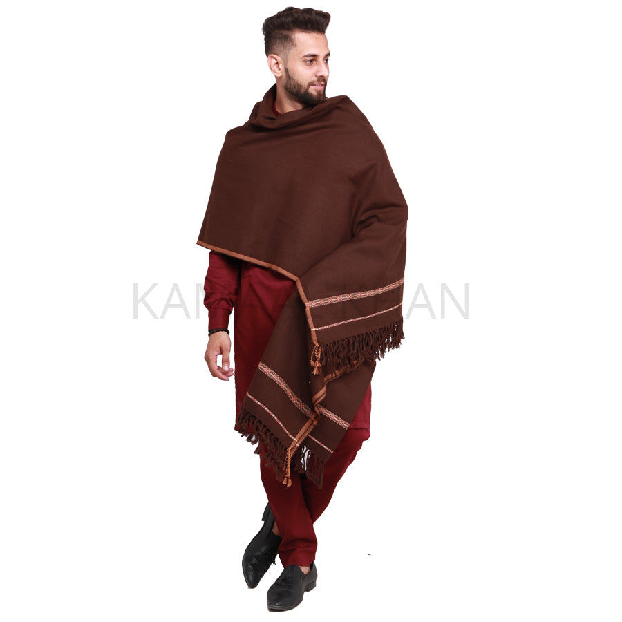 Pure Acrylic Woolen Solid Color Peshawari Dhussa Shawl For Men | Kamaal Khan Shawls