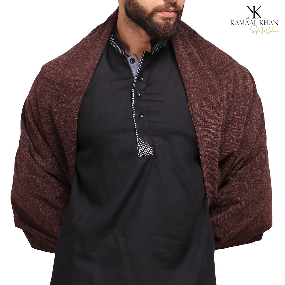 Regal Comfort: Pure Velvet Dhussa Shawl for Men