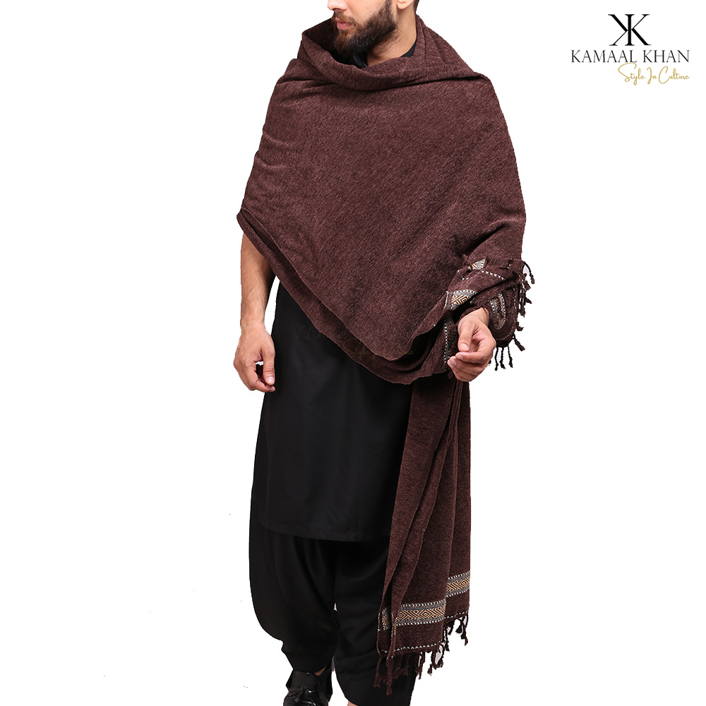 Regal Comfort: Pure Velvet Dhussa Shawl for Men