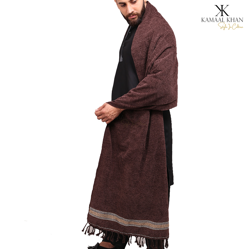 Regal Comfort: Pure Velvet Dhussa Shawl for Men