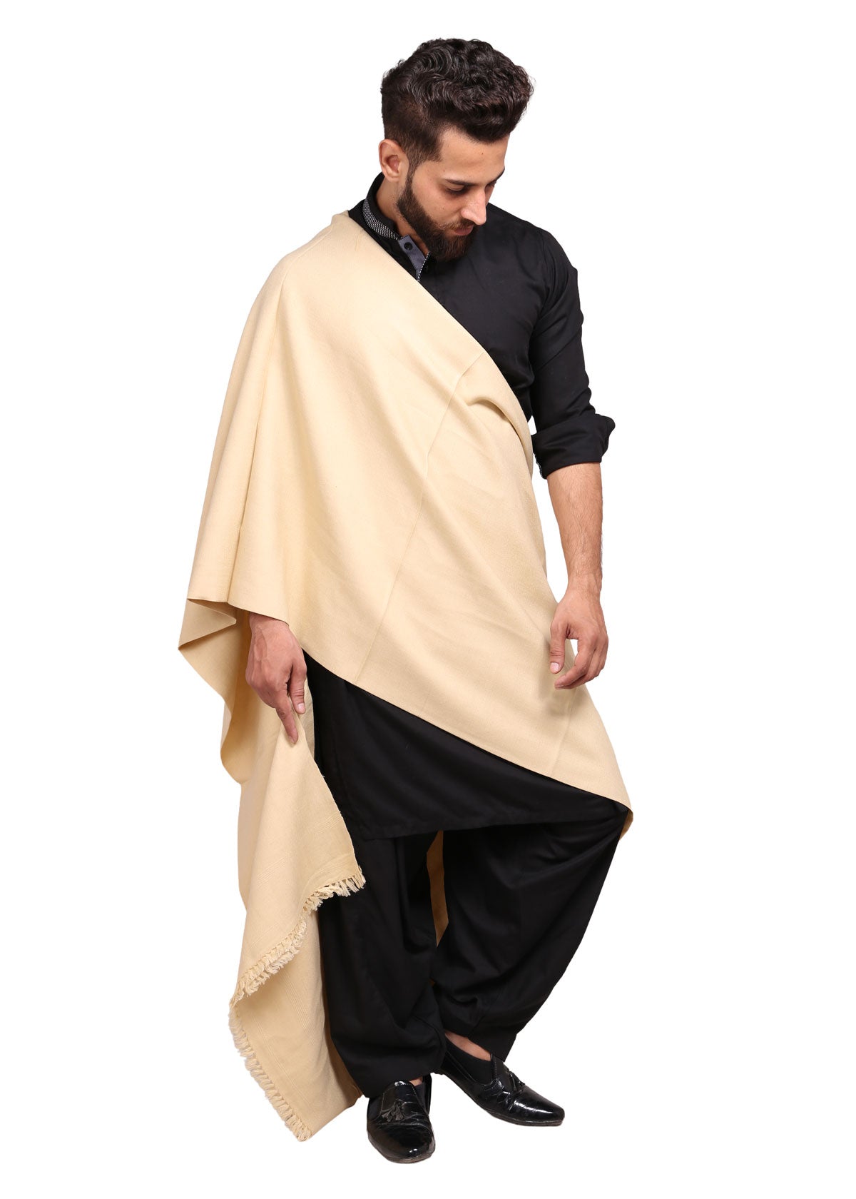 Exquisite Kashmiri Dhussa Shawl: Pure Wool Luxury for Men