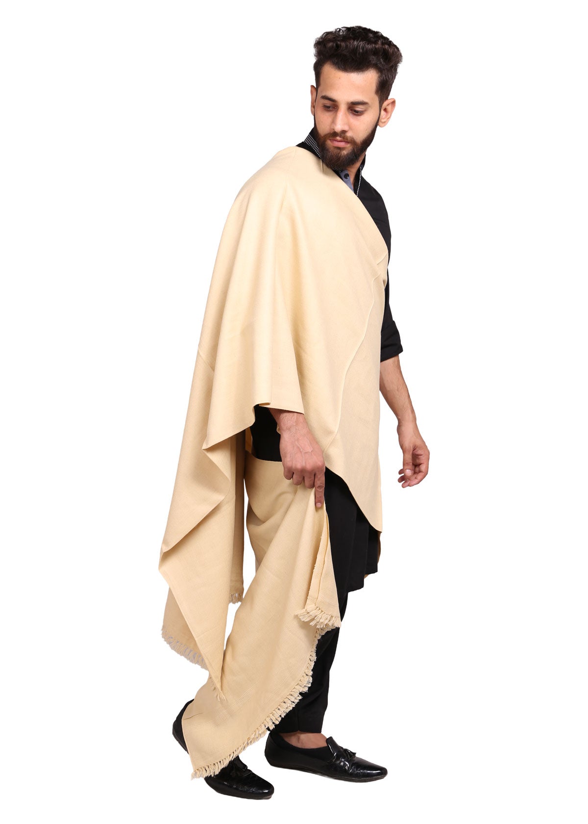 Exquisite Kashmiri Dhussa Shawl: Pure Wool Luxury for Men