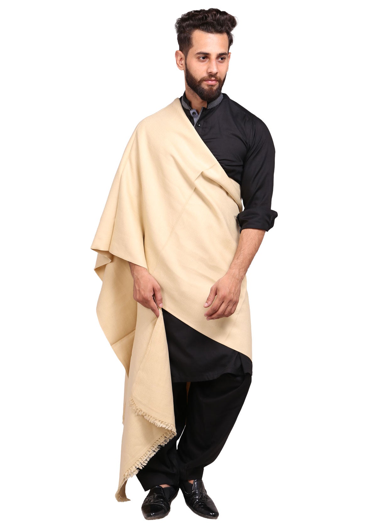Exquisite Kashmiri Dhussa Shawl: Pure Wool Luxury for Men
