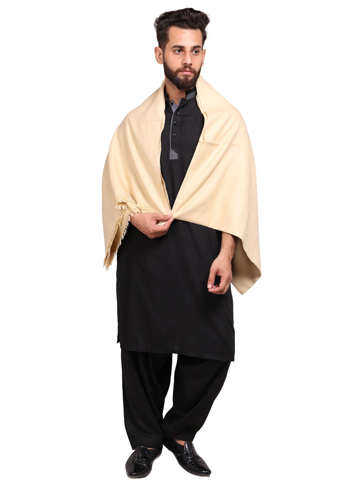 Exquisite Kashmiri Dhussa Shawl: Pure Wool Luxury for Men