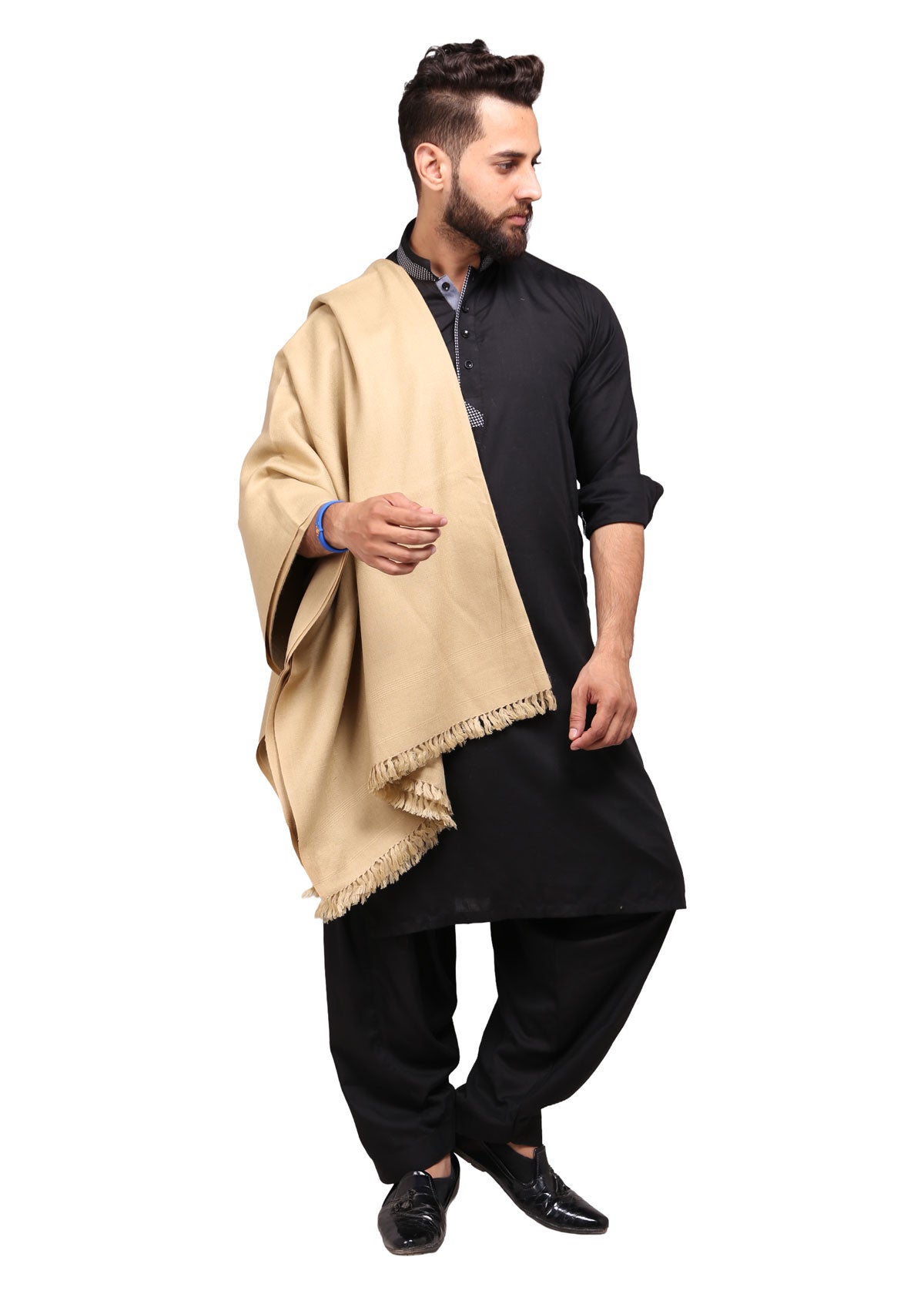 Exquisite Kashmiri Dhussa Shawl: Pure Wool Luxury for Men