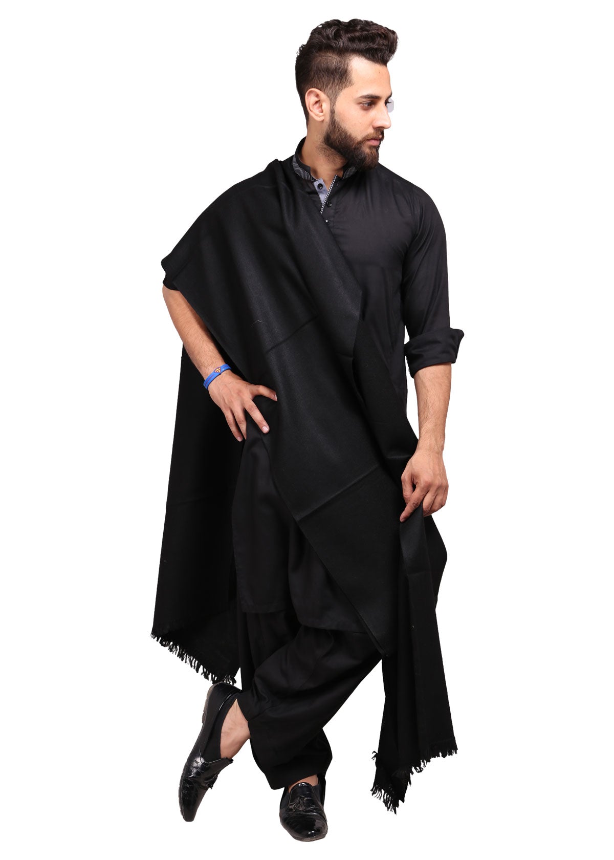 Exquisite Kashmiri Dhussa Shawl: Pure Wool Luxury for Men