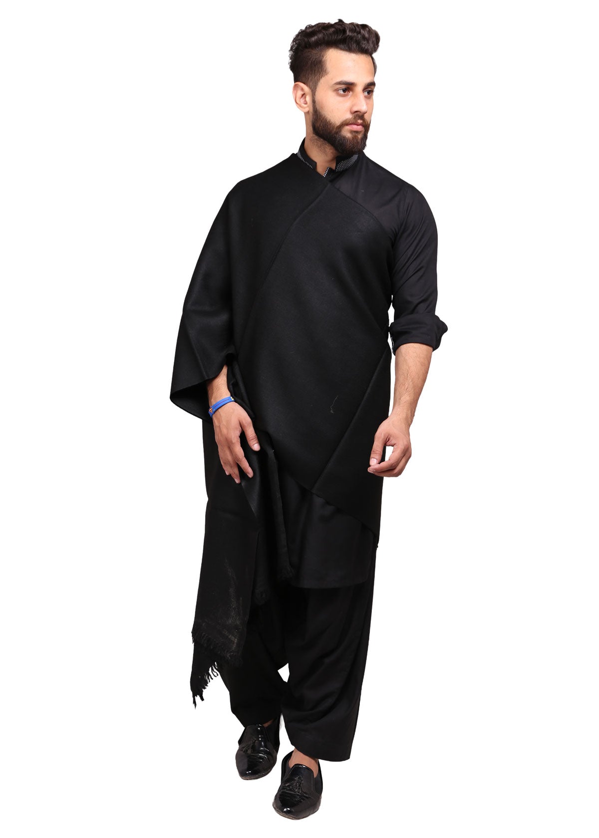 Exquisite Kashmiri Dhussa Shawl: Pure Wool Luxury for Men