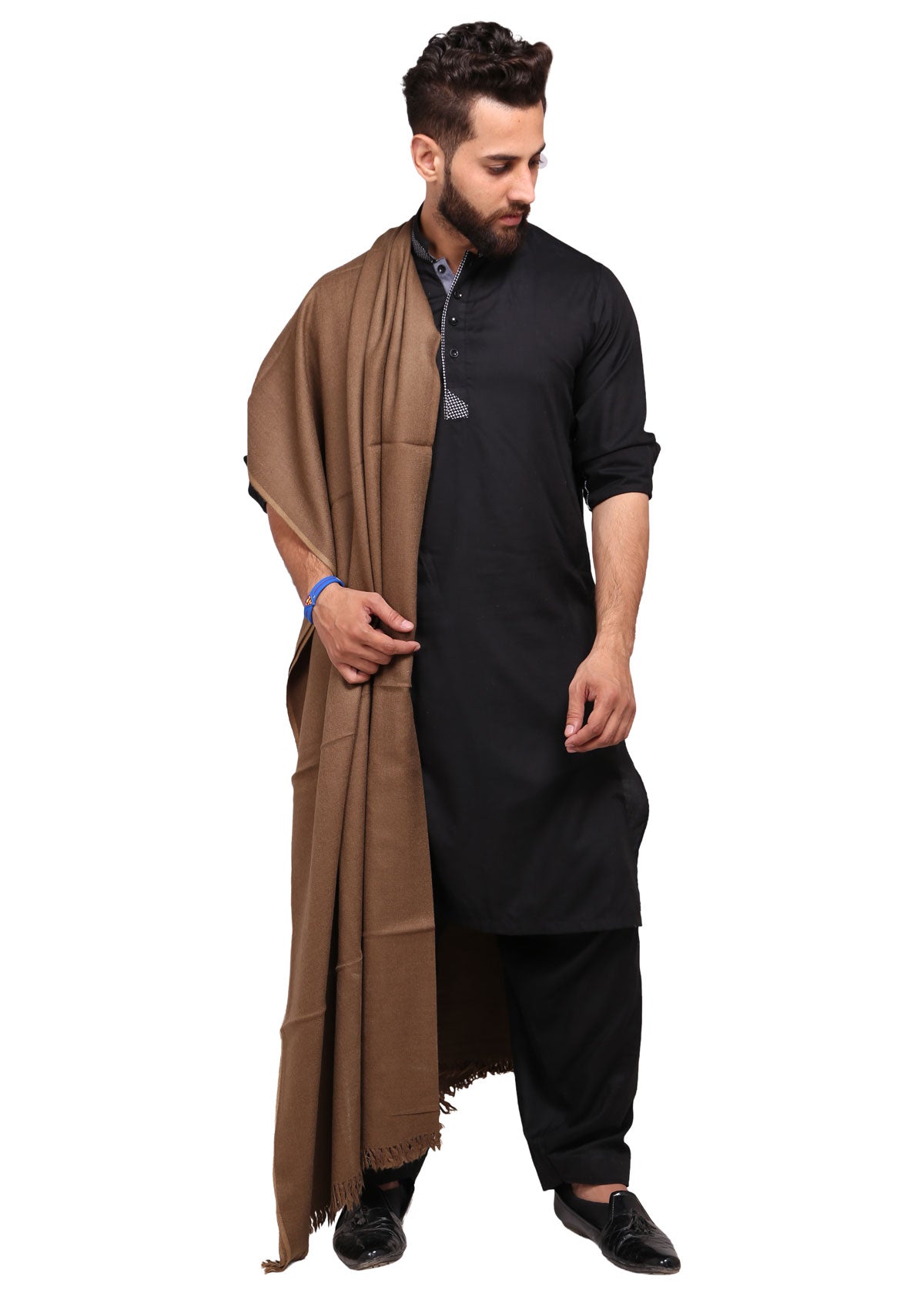 Exquisite Kashmiri Dhussa Shawl: Pure Wool Luxury for Men